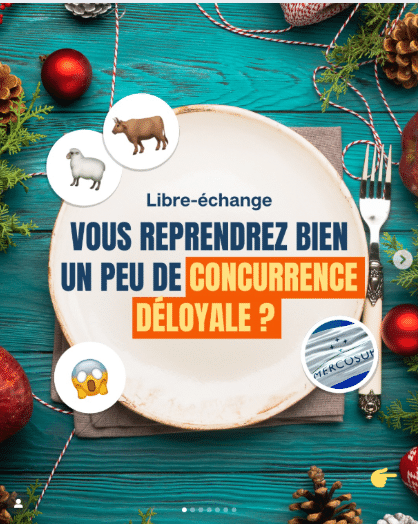 Carrousel instagram pour sensibiliser aux dangers de l'accord U.E Mercosur